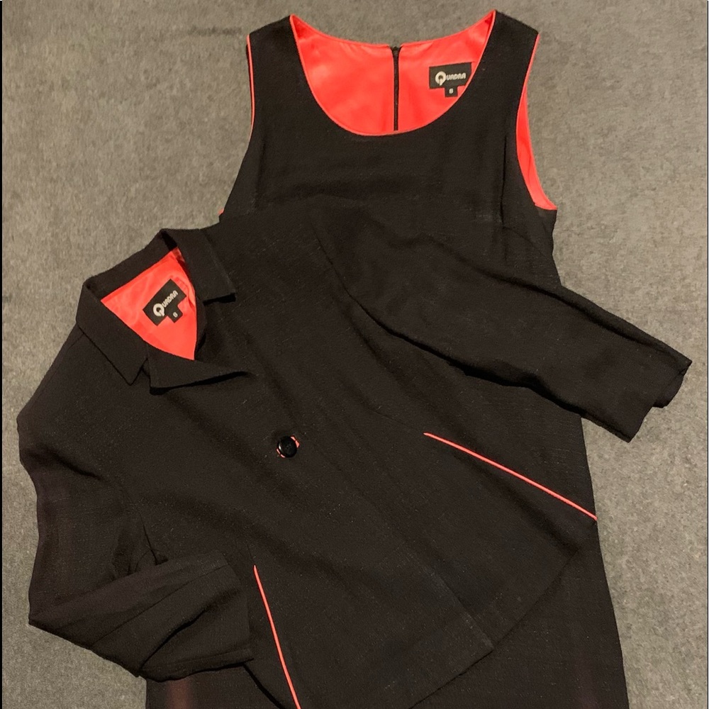 Woman’s two piece sleeveless dress and jacket size 8.